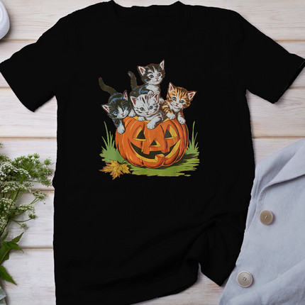 Halloween Vintage 90s Cat Pumpkin Spooky Season Men Women T-Shirt
