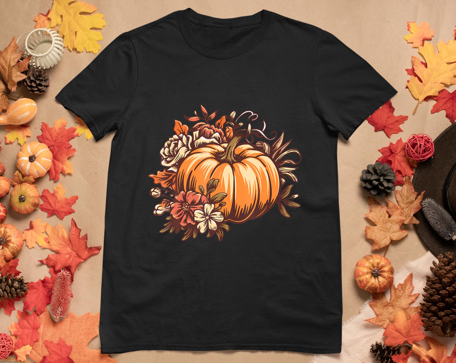 Fall Shirt Women Vintage Pumpkin Autumn Graphic Thanksgiving T-Shirt