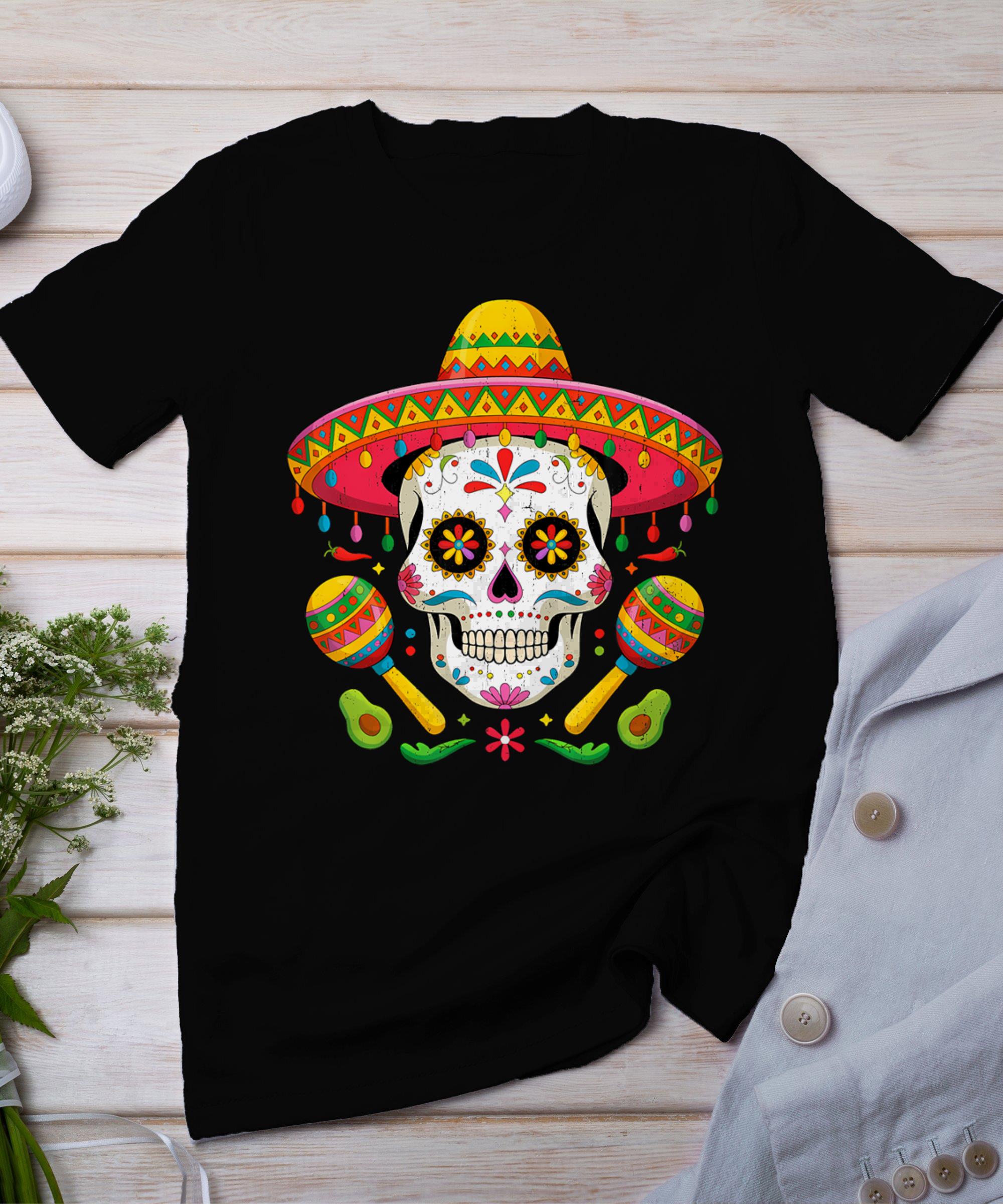 Funny Cinco De Mayo Funny Skull With Sombrero Hat Men T-Shirt