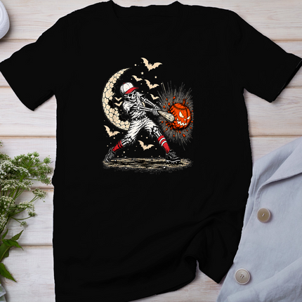 Baseball Skeleton Halloween Men Boys Baseball Halloween T-Shirt