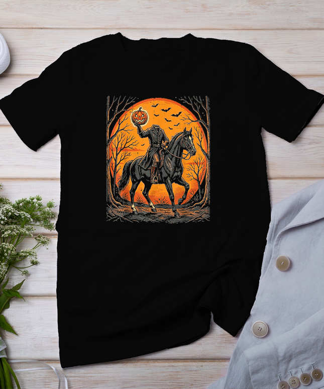 Headless Knight On Horse Pumpkin Halloween Costume Men Women T-Shirt