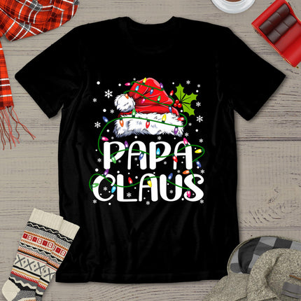 Papa Claus Shirt Christmas Lights Pajama Family Matching T-Shirt