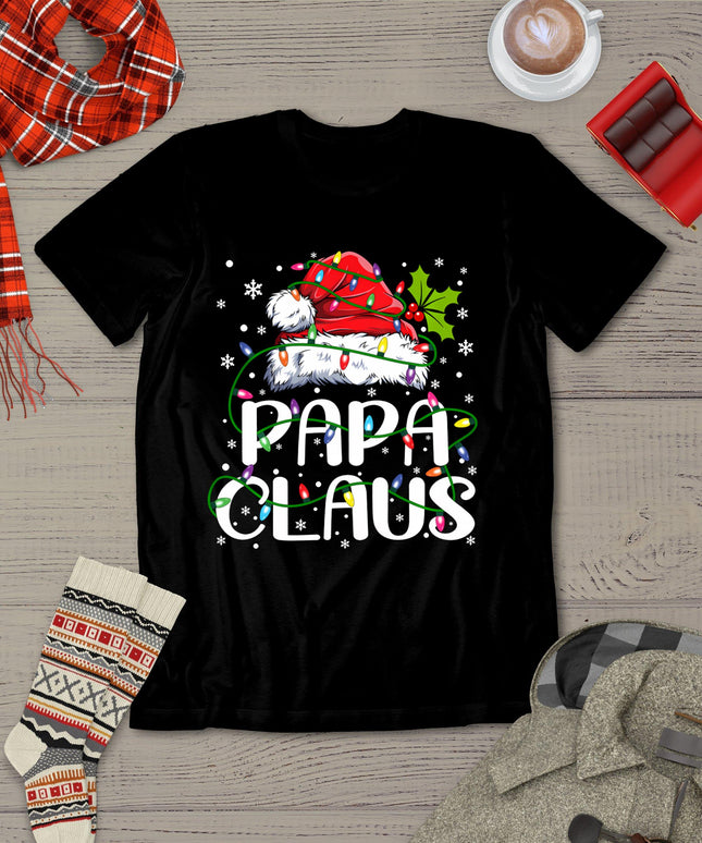 Papa Claus Shirt Christmas Lights Pajama Family Matching T-Shirt