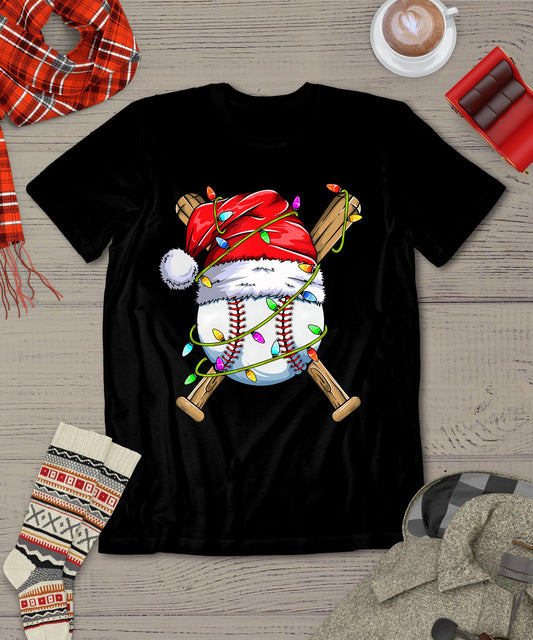 Santa Sports Design For Men Boys Christmas Baseball Player T-Shirt