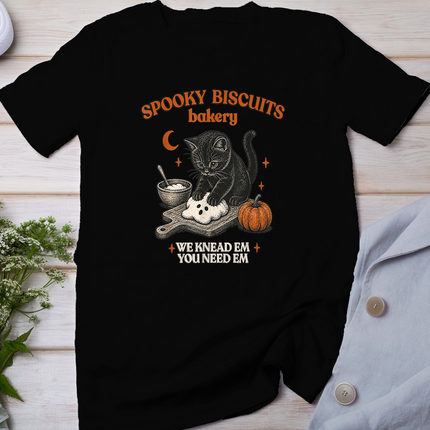 Retro Funny Spooky Biscuits Club Cat Lovers Pastry Halloween T-Shirt