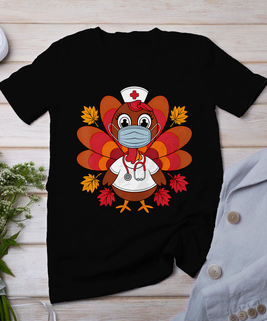 Turkey Nurse Shirt Nursing Thanksgiving Scrub Tops Women T-Shirt