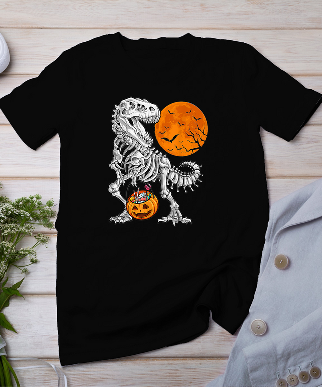 Halloween shirts for Boys Kids Dinosaur Skeleton T rex Scary T-Shirt