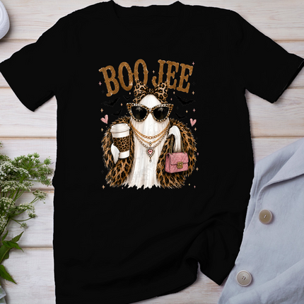 Boo JEE Coquette Leopard Ghost Coffee Halloween Boujee Ghost T-Shirt