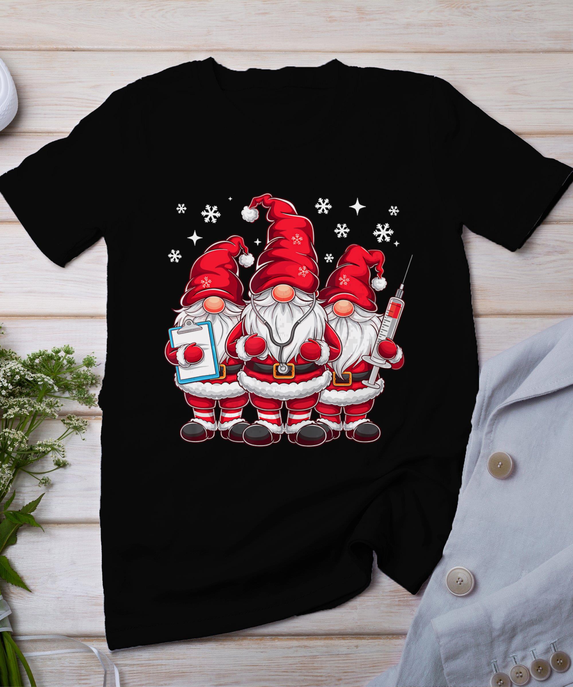 Cute Nursing Christmas Gnomes Xmas Medical Scrub Top Nurse T-Shirt