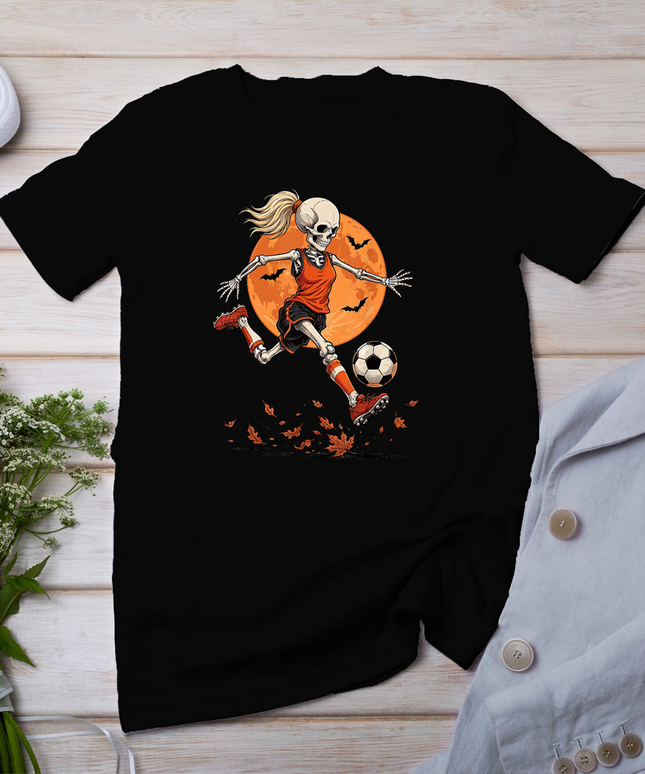 Halloween Soccer Skeleton Girl Player Spooky Soccer Team T-Shirt