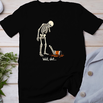 Skeleton Coffee Well Shit Funny Saying Quote Men Women T-Shirt