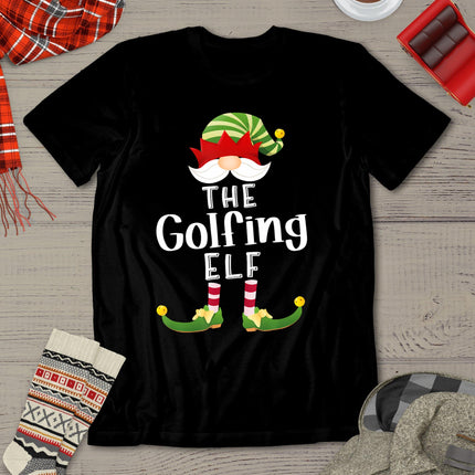 Golfing Elf Group Christmas Funny Pajama Party T-Shirt