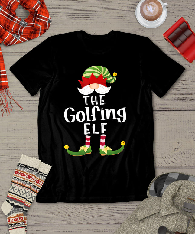 Golfing Elf Group Christmas Funny Pajama Party T-Shirt