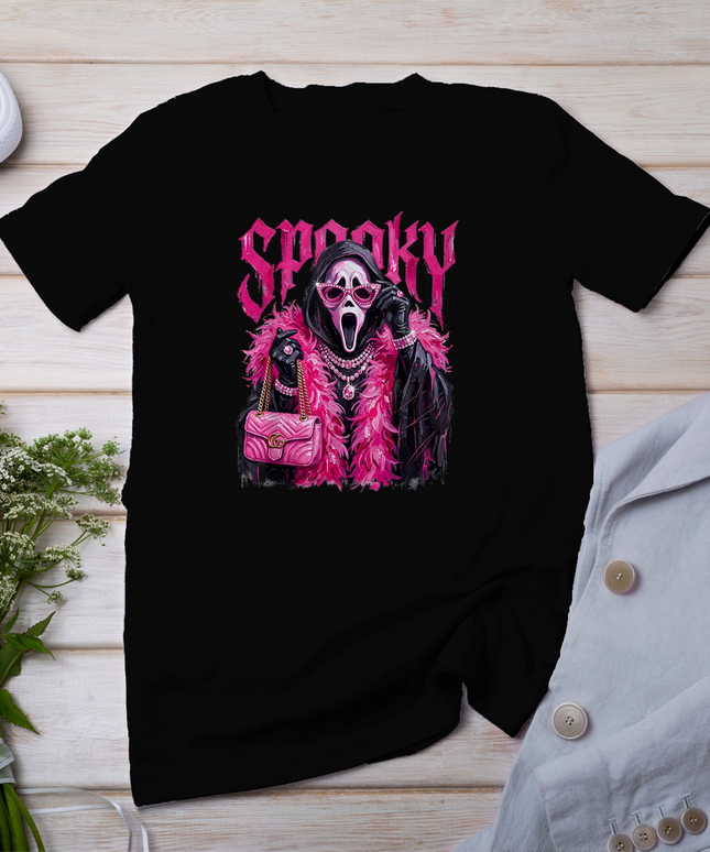 Funny Spooky Ghost Fashion Face Halloween Girly T-Shirt