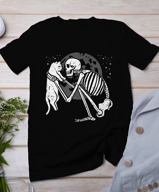 Skeleton Cat Skull Kitty Cute Goth Halloween Men Women Kids T-Shirt