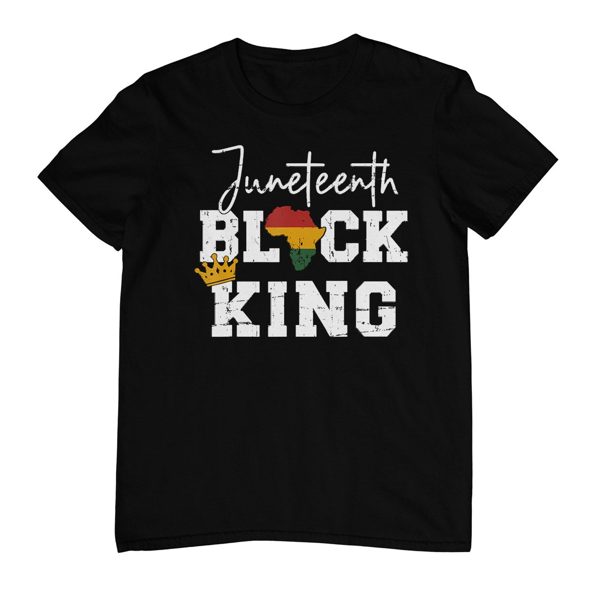 Juneteenth Black King With Pan African Map Flag T-Shirt