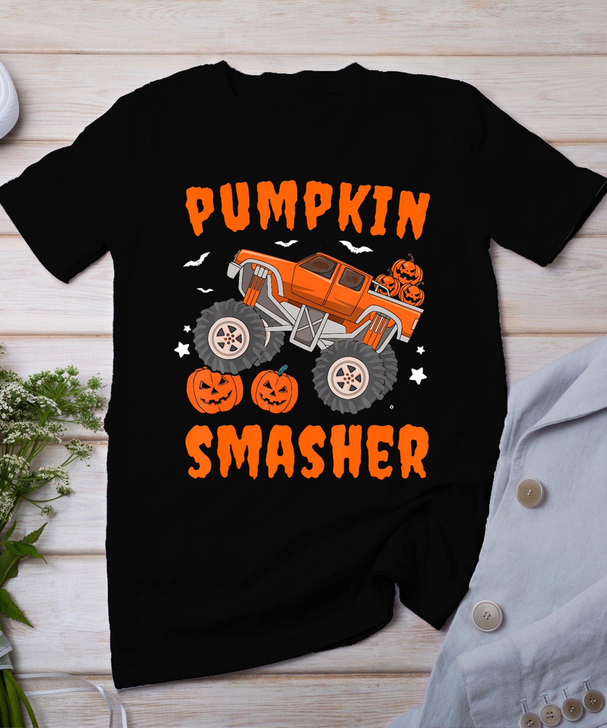 Pumpkin Smasher Toddler Halloween For Monster Truck Lover T-Shirt