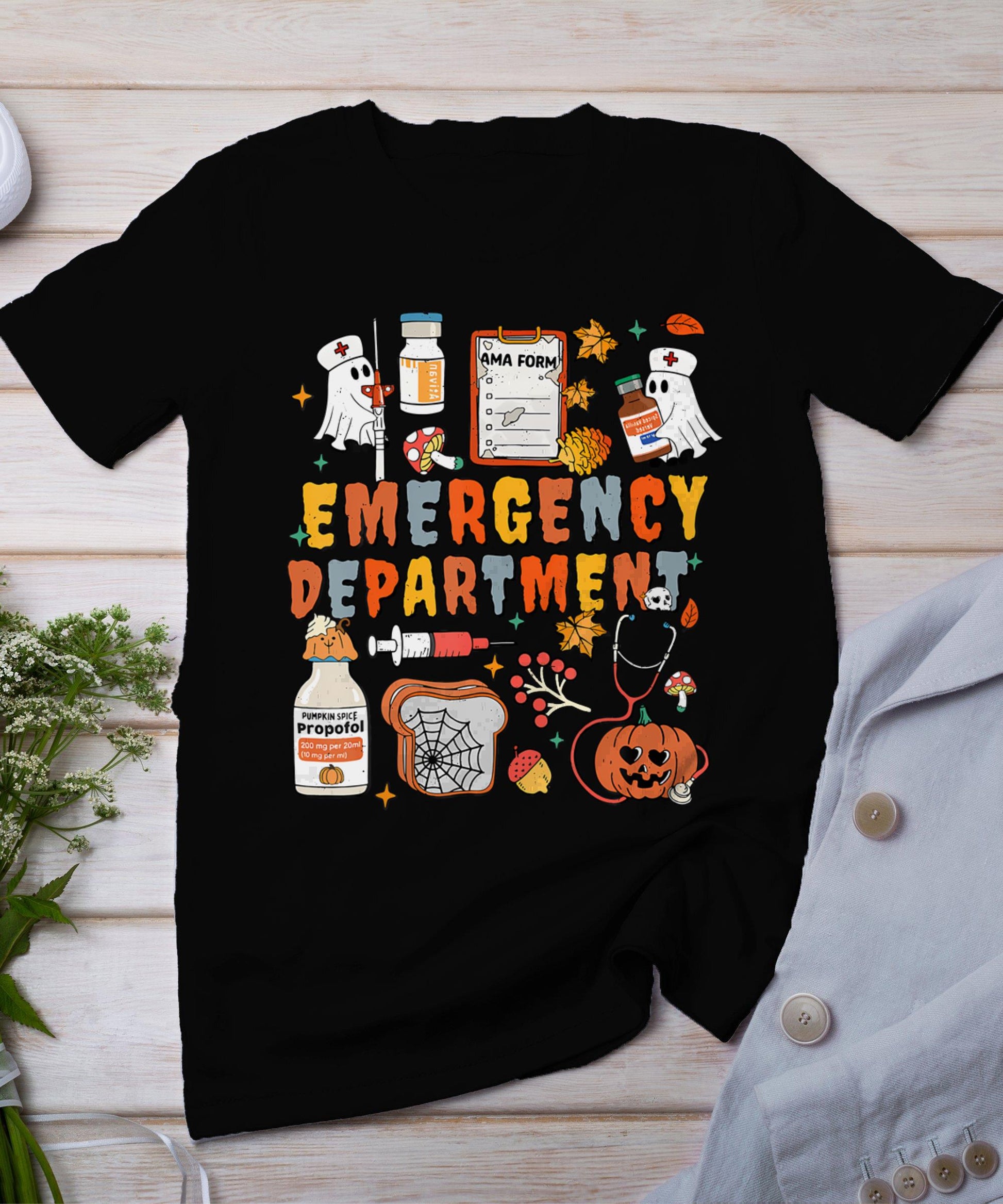 Emergency Department Funny Er Nurse Halloween Spooky Season T-Shirt