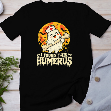 I Found This Humerus Spooky Ghost Halloween Scrub Top Women T-Shirt