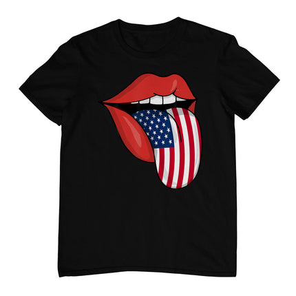 Usa Patriotic American Flag Tongue Lips 4th Of July T-Shirt