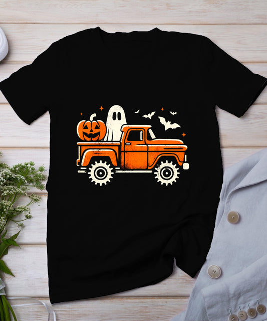 Monster Truck Shirt For Kids Boys Pumpkin Ghost Halloween T-Shirt