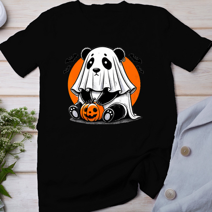 Spooky Panda Wearing A Ghost Halloween Costume Funny Horror T-Shirt
