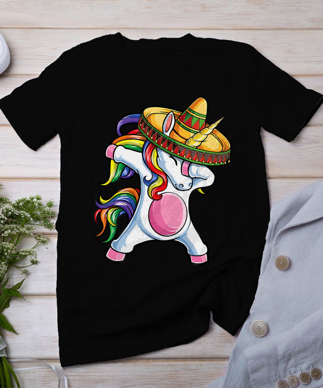 Dabbing Unicorn Shirt Cinco De Mayo Kids Girls Women Mexican T-Shirt