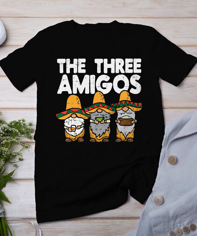 Three Amigos Mexican Gnomes Cute Cinco De Mayo Fiesta Garden T-Shirt