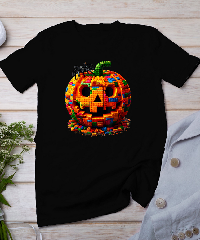 Halloween Master Builder Pumpkin Kids Building Blocks Bricks T-Shirt