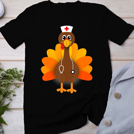 Thanksgiving Scrub Tops Women Turkey Nurse Holiday Nursing T-Shirt