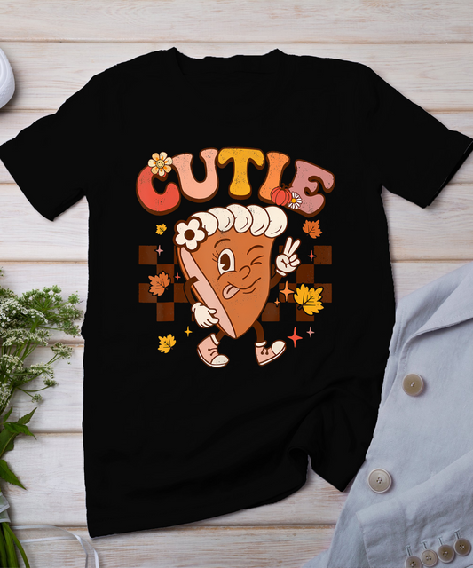 Groovy Retro Pumpkin Pie Cutie Thanksgiving Pie Dinner T-Shirt