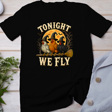 Tonight We Fly Funny Chicken Spooky Season Farm Halloween T-Shirt