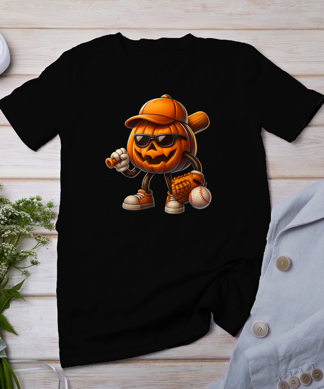 Spooky Jack O lantern Baseball Halloween Costumes Mens Boys T-Shirt