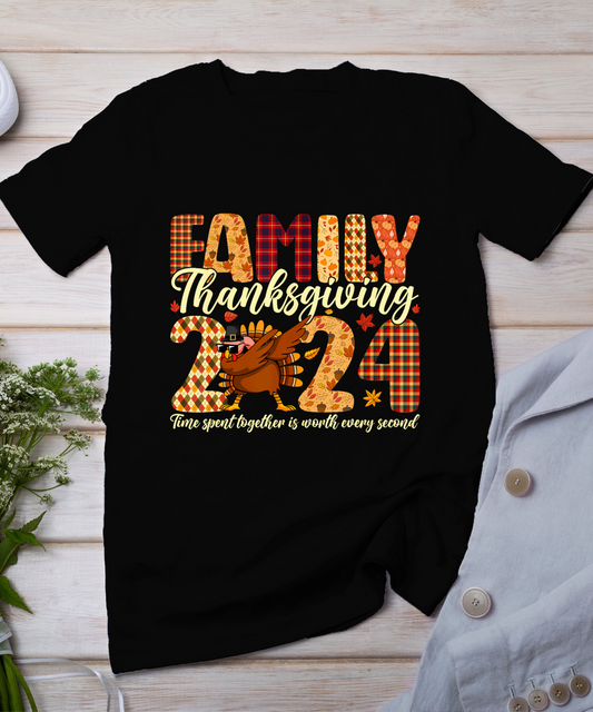 Family Thanksgiving 2024 Crew Dabbing Turkey Group Matching T-Shirt