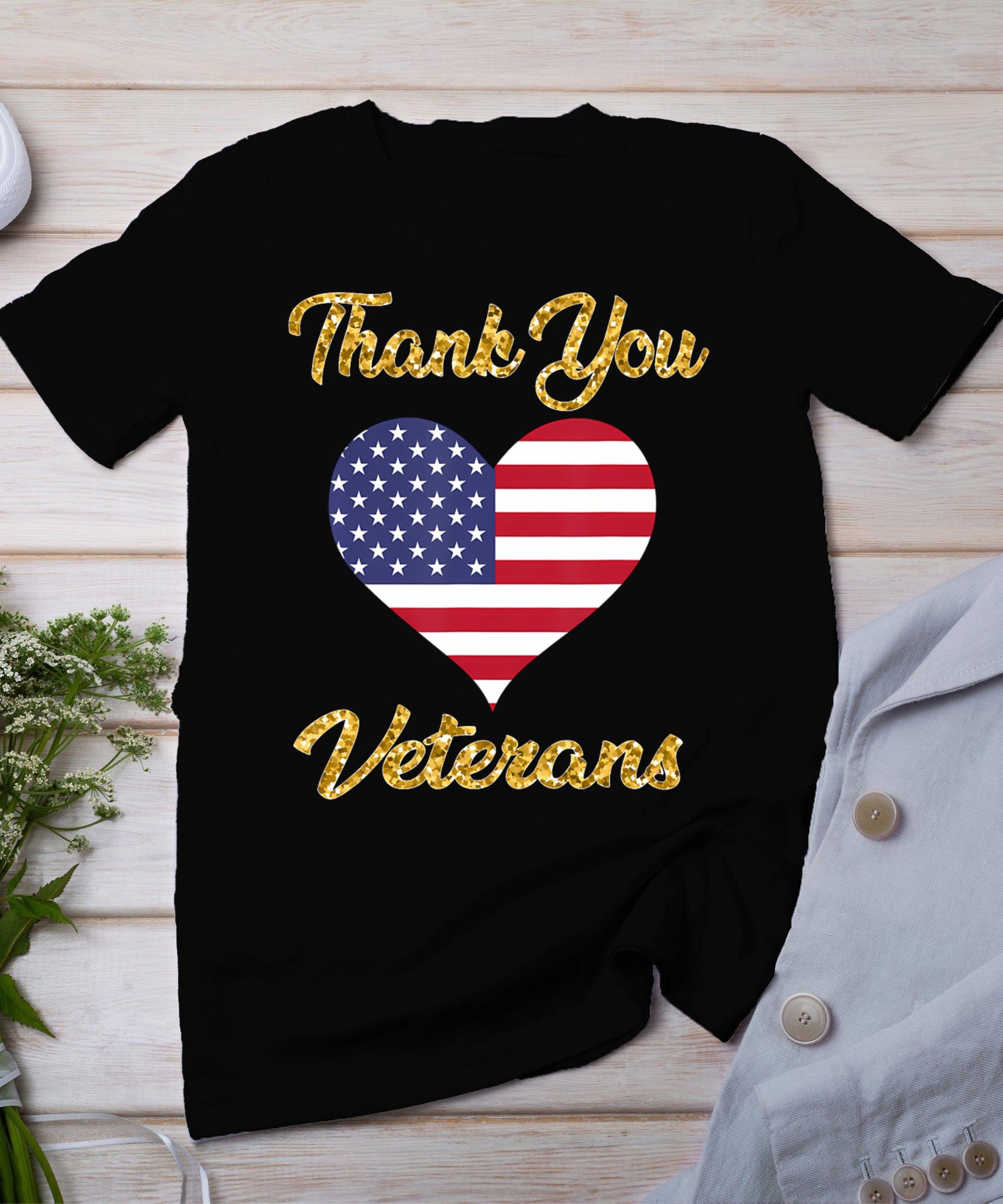 Veterans Day With American Flag For Men Dad Women Kids T-Shirt