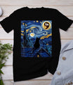 Halloween Starry Night Black Cat Comma La Kamala Harris T-Shirt