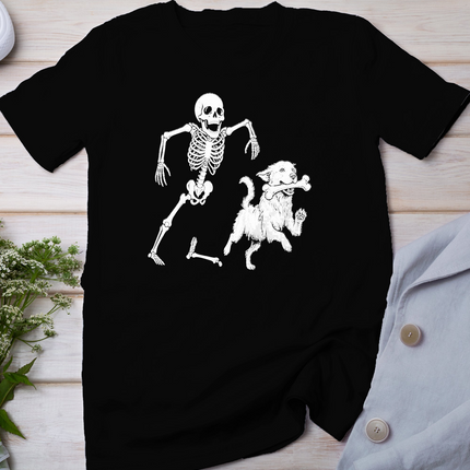 Cute Golden Retriever with Skeleton Bone Halloween Dog Lover T-Shirt
