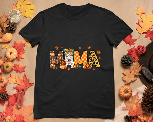 Mama Thanksgiving Mom Fall Pumpkins Season Retro T-Shirt