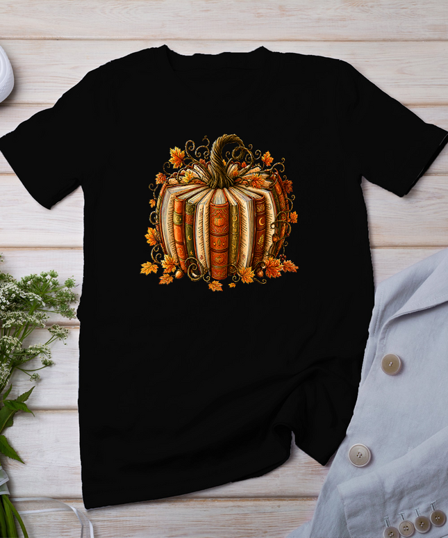 Halloween Fall Reading Pumpkin Book Teacher Men Women Kid T-Shirt