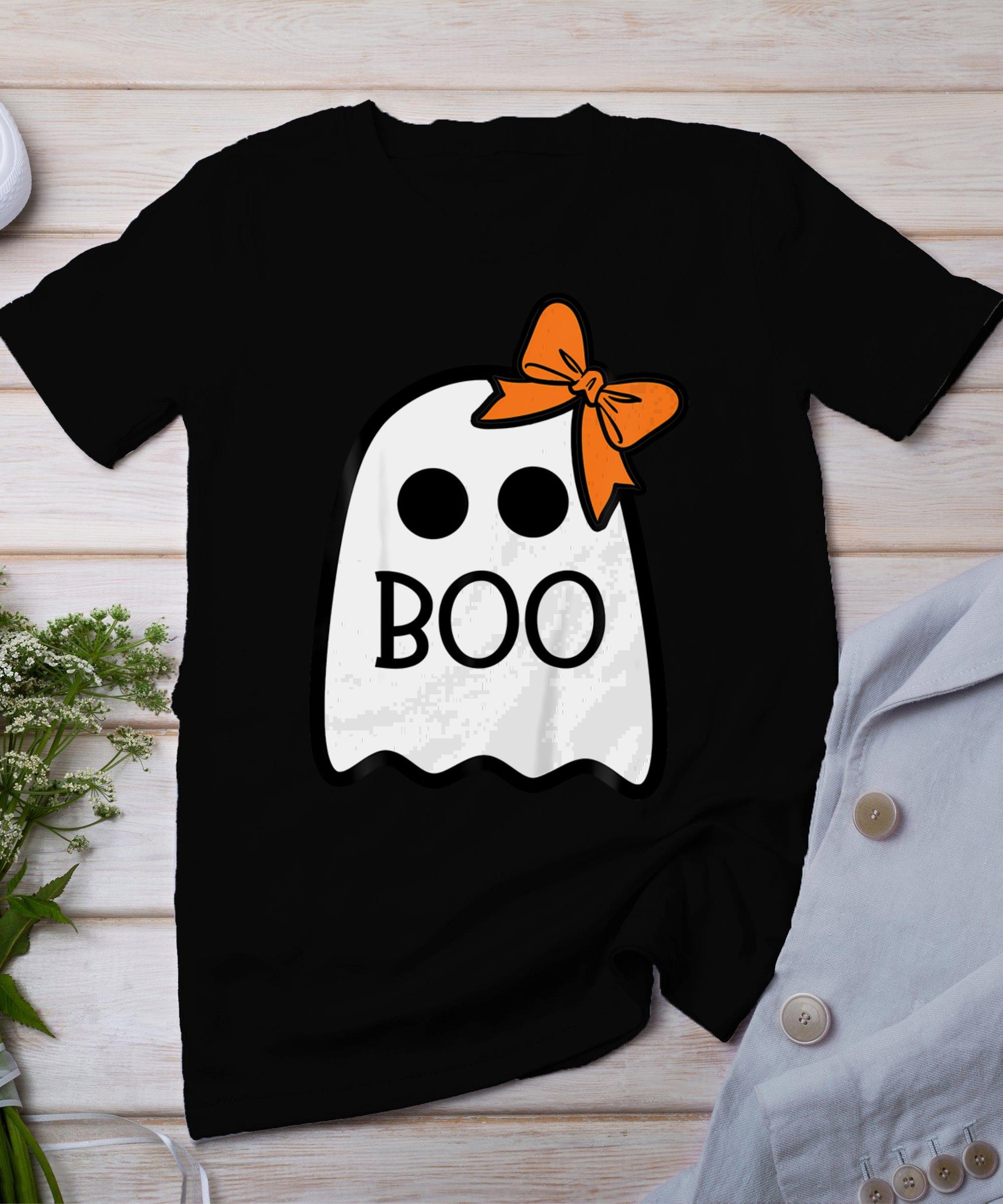 Toddler Ghost With Bow Boo Girls Halloween T-Shirt