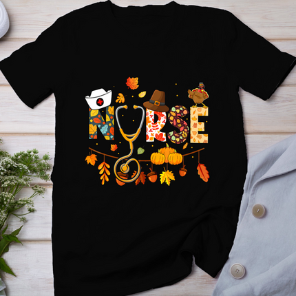 Nurse Thanksgiving Shirt Health Worker Nursing Fall Turkey T-Shirt