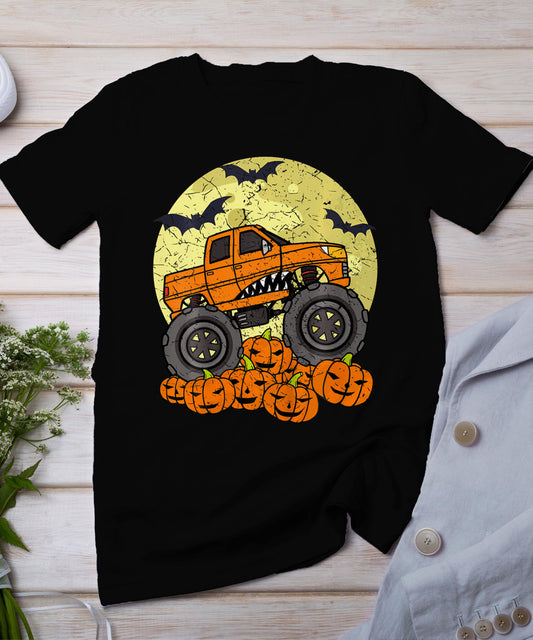 Monster Truck Halloween Jack O Lantern Moon Pumpkin T-Shirt