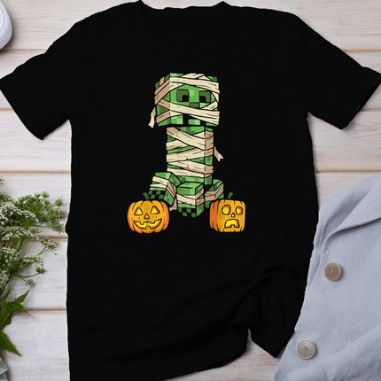 Halloween Gamer Pixel Monster Mummy Gaming Costume Boys Kids T-Shirt