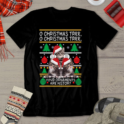 Cats Christmas Shirt Funny Ornaments Pajama Family Gift Tee T-Shirt