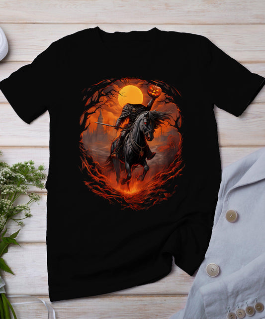 Scary Pumpkin Headless Horseman Halloween T-Shirt