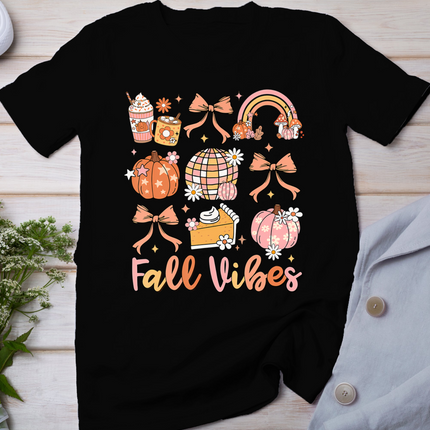 Retro Coffee Fall Vibes Autumn Coquette Pumpkin Thanksgiving T-Shirt