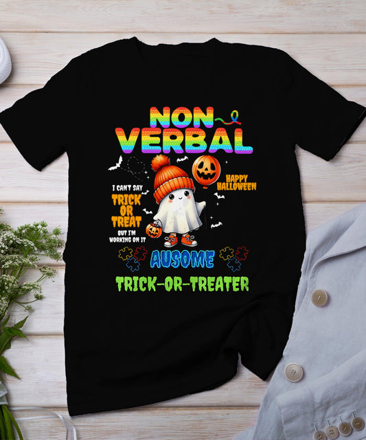 Non-Verbal Ausome Trick-Or-Treater Halloween Autism T-Shirt