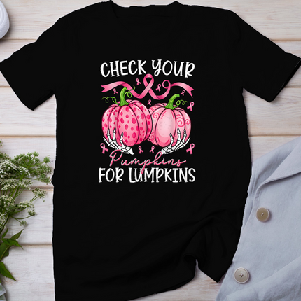 Check Your Pumpkins for Lumpkins Breast Cancer Awareness T-Shirt