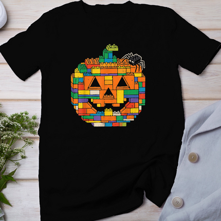 Halloween Pumpkin Blocks Bricks Costume Boys Kids Toddler T-Shirt