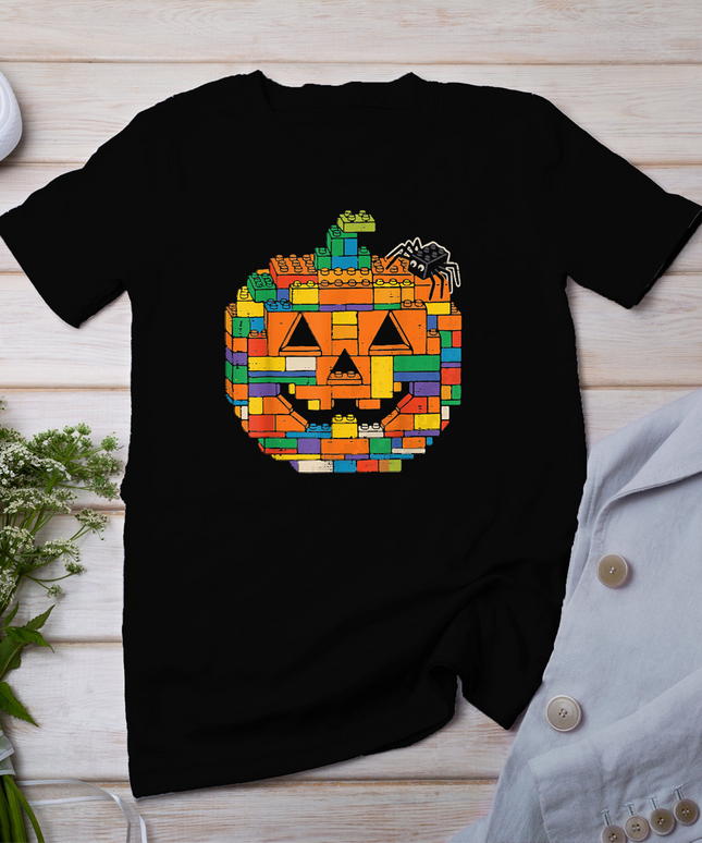 Halloween Pumpkin Blocks Bricks Costume Boys Kids Toddler T-Shirt